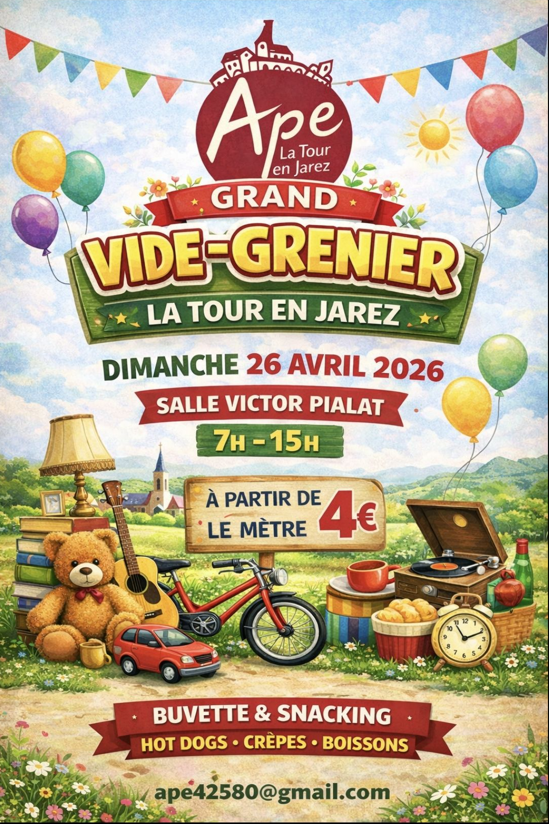APE vide grenier La Tour en Jarez le 26 avril 2026